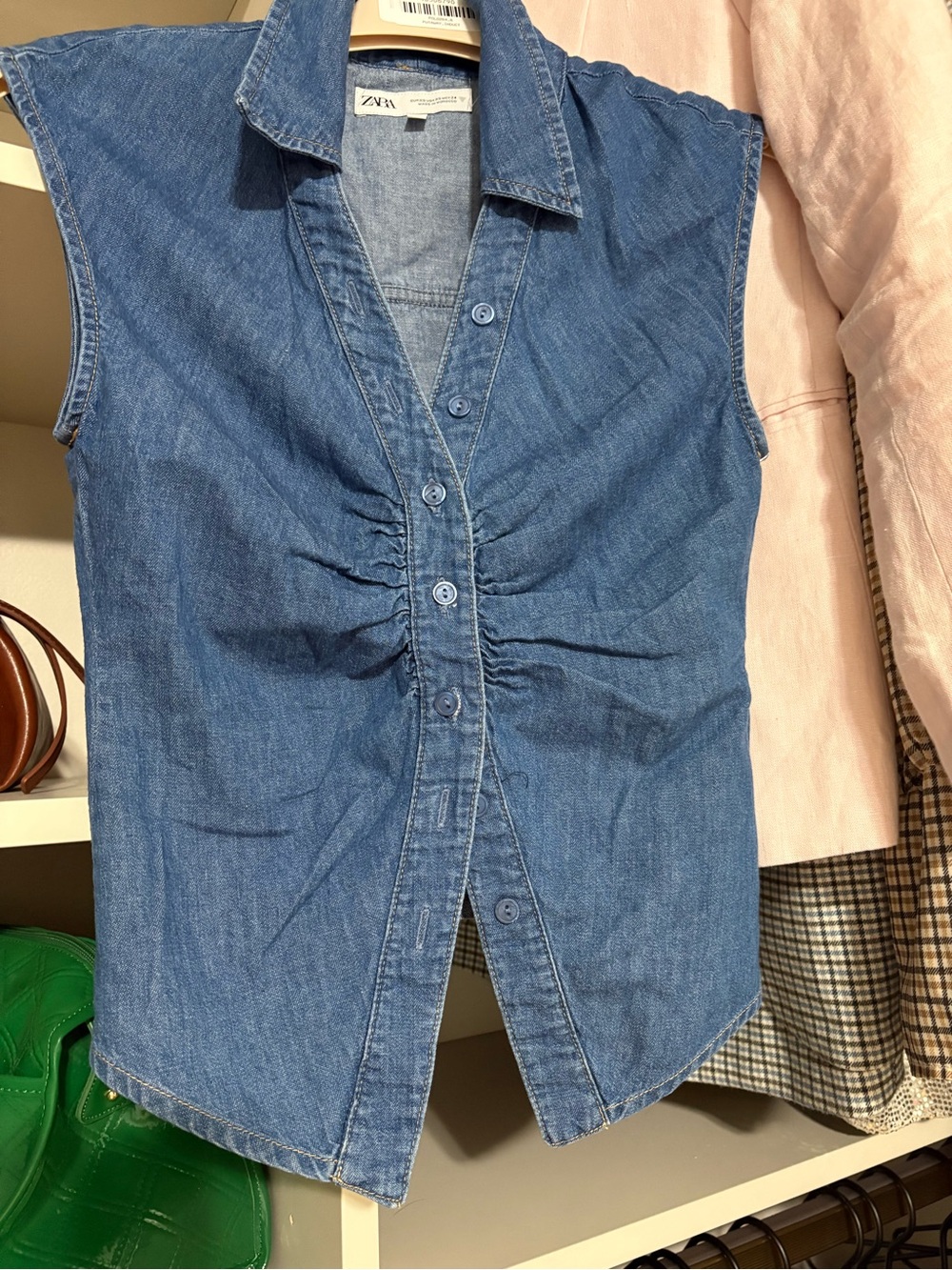 Zara Light Blue Denim Button-Up Shirt